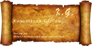 Kvasznicza Géza névjegykártya